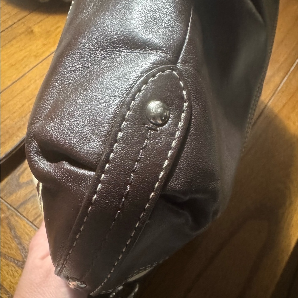 Coach Signature Park Duffle in Khaki w./ Dark Brown Leather - Picture 9 of 10